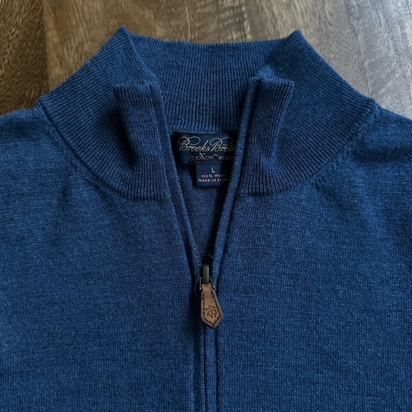 Brooks Brothers 100% wool dark blue sweater with zipper - Picture 2 of 4